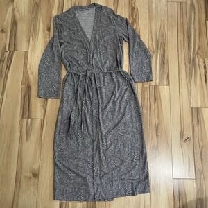 Garnett Hill Cotton Tencel Dressing Gown Lounge Wrap Robe Pockets Women's Sz XS